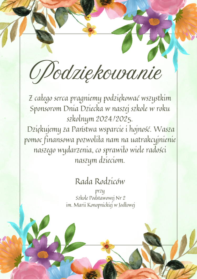 Podzikowanie sponsor